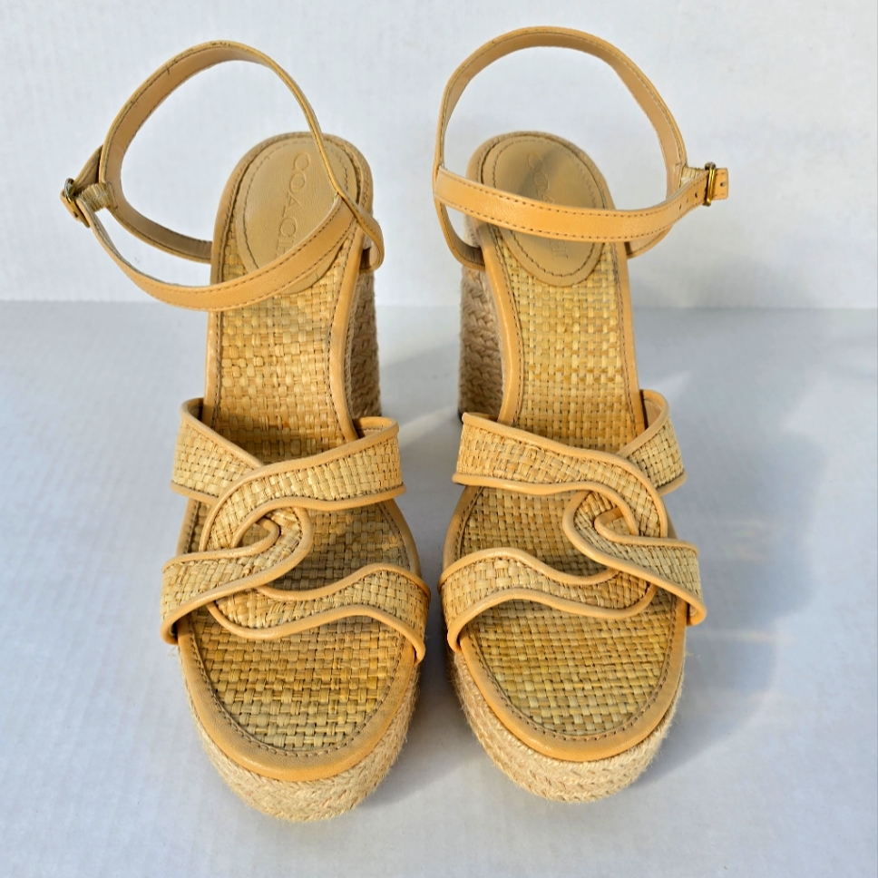 Coach Talia Raffia Platform Sandals Size 10